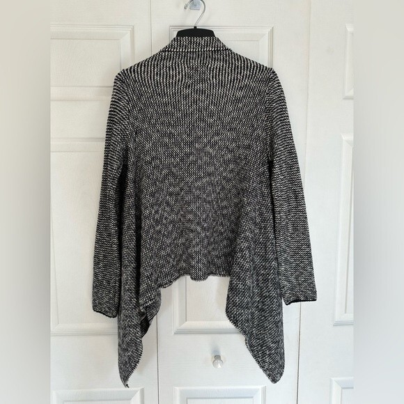 Zara Knit Open Front Cardigan Waterfall Black White Sweater Top Women’s Small - Picture 5 of 9